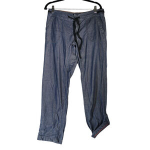 Tommy Hilfiger Chambray The Crop Pants Womens Size 6 Blue Roll Tab Cuffs Pockets